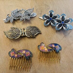 Vintage hair clips set of 5